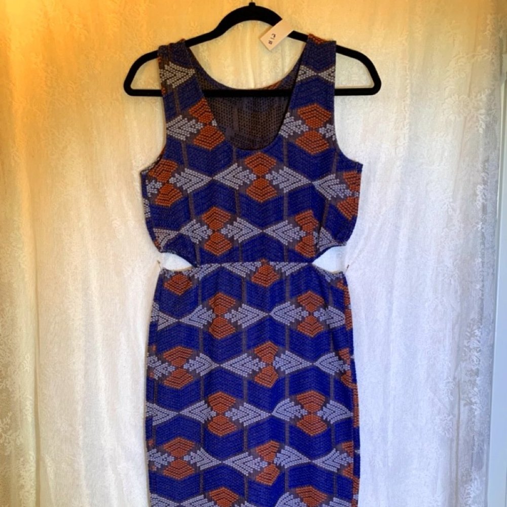 MANGO Pattern Cutout Midi Dress